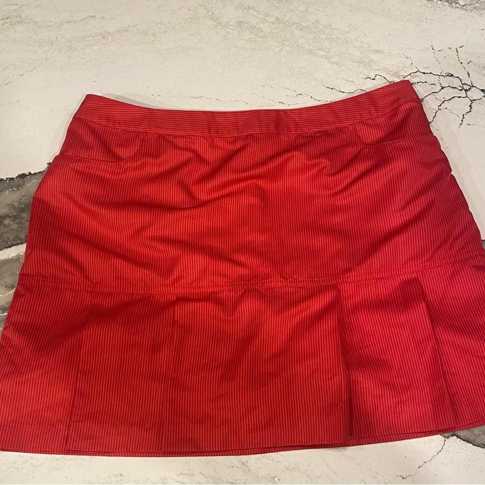 adidas Women’s Golf Skort Skirt Pink Striped Pockets Pleated Size 12 Tennis